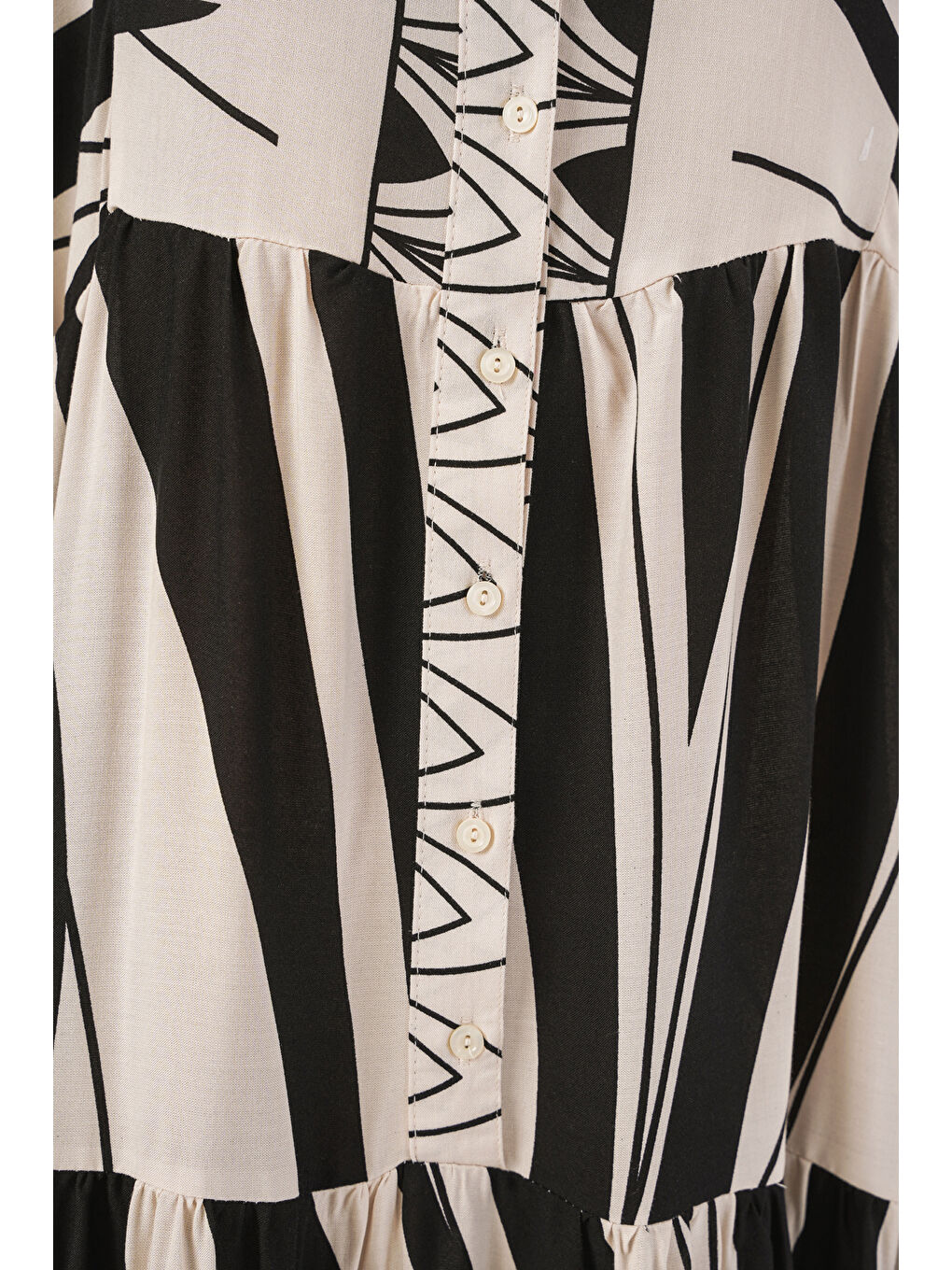 Kadın Desenli Uzun Tesettür Elbise 2585 - F. Siyah-4