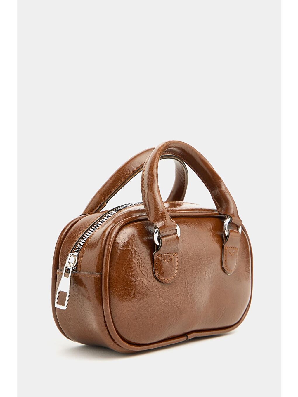 Kahverengi Mini Çapraz Askılı Retro Çanta Taba-2