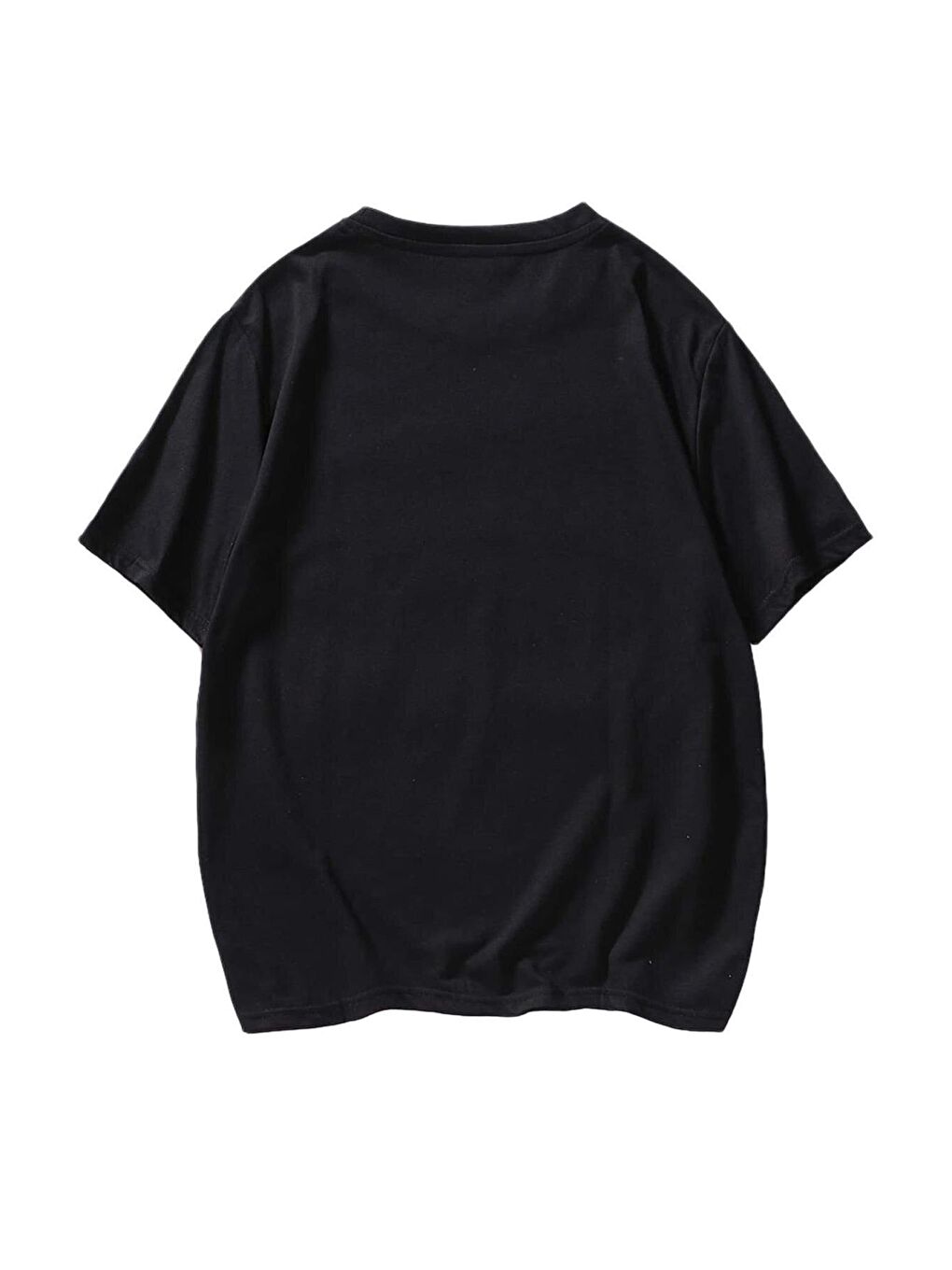 Oversize Gülen Yüz Baskılı Siyah Tişört-1