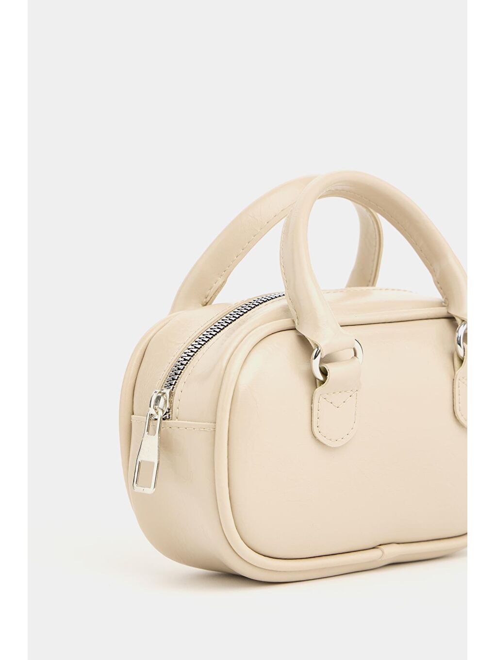 Ekru Mini Çapraz Askılı Retro Çanta Krem-1