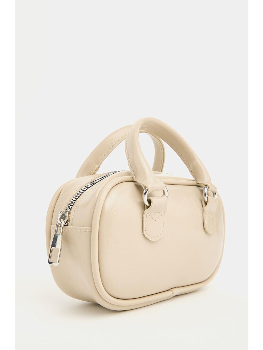 Ekru Mini Çapraz Askılı Retro Çanta Krem-4