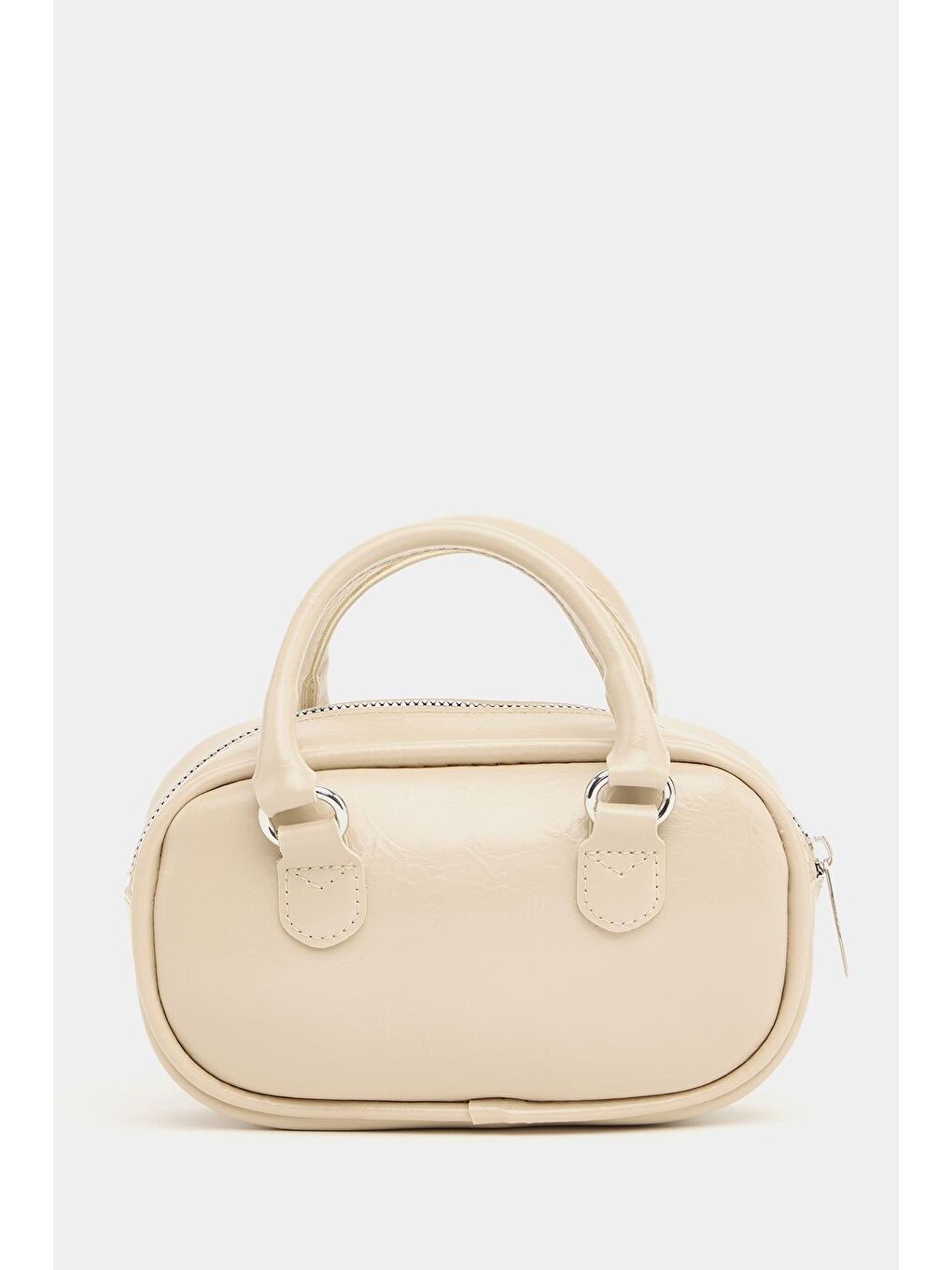 Ekru Mini Çapraz Askılı Retro Çanta Krem-5