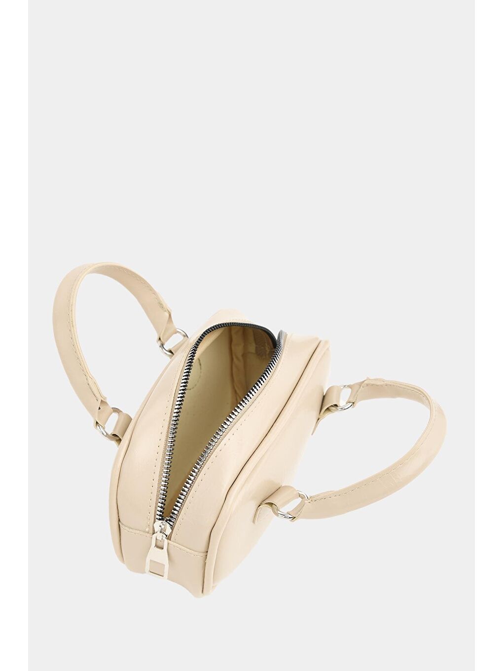 Ekru Mini Çapraz Askılı Retro Çanta Krem-6