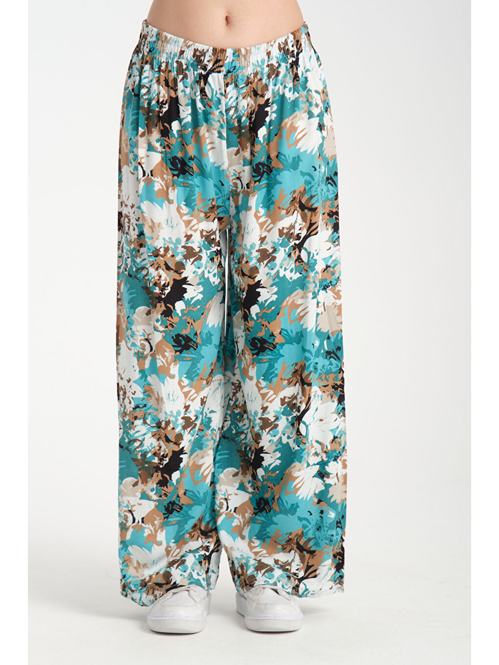 Mavi Kadın Desenli Dökümlü Viskon Pantolon 1061