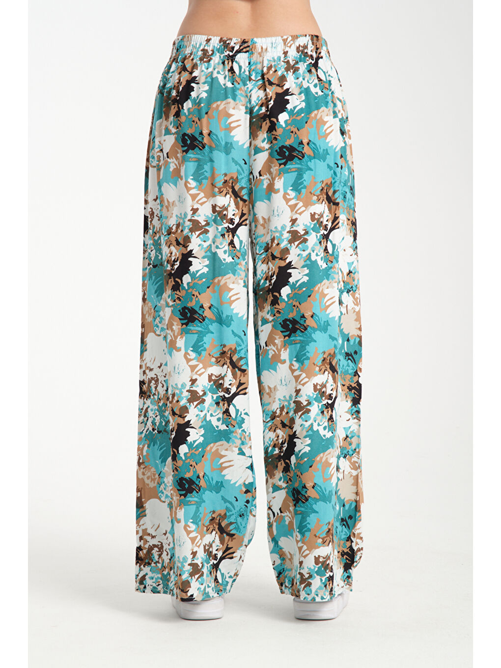 Mavi Kadın Desenli Dökümlü Viskon Pantolon 1061-3