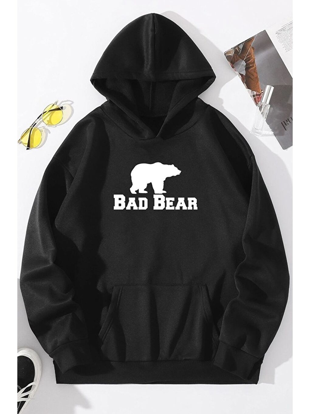 uyguntarz Siyah Unisex Bear Baskılı Sweatshirt