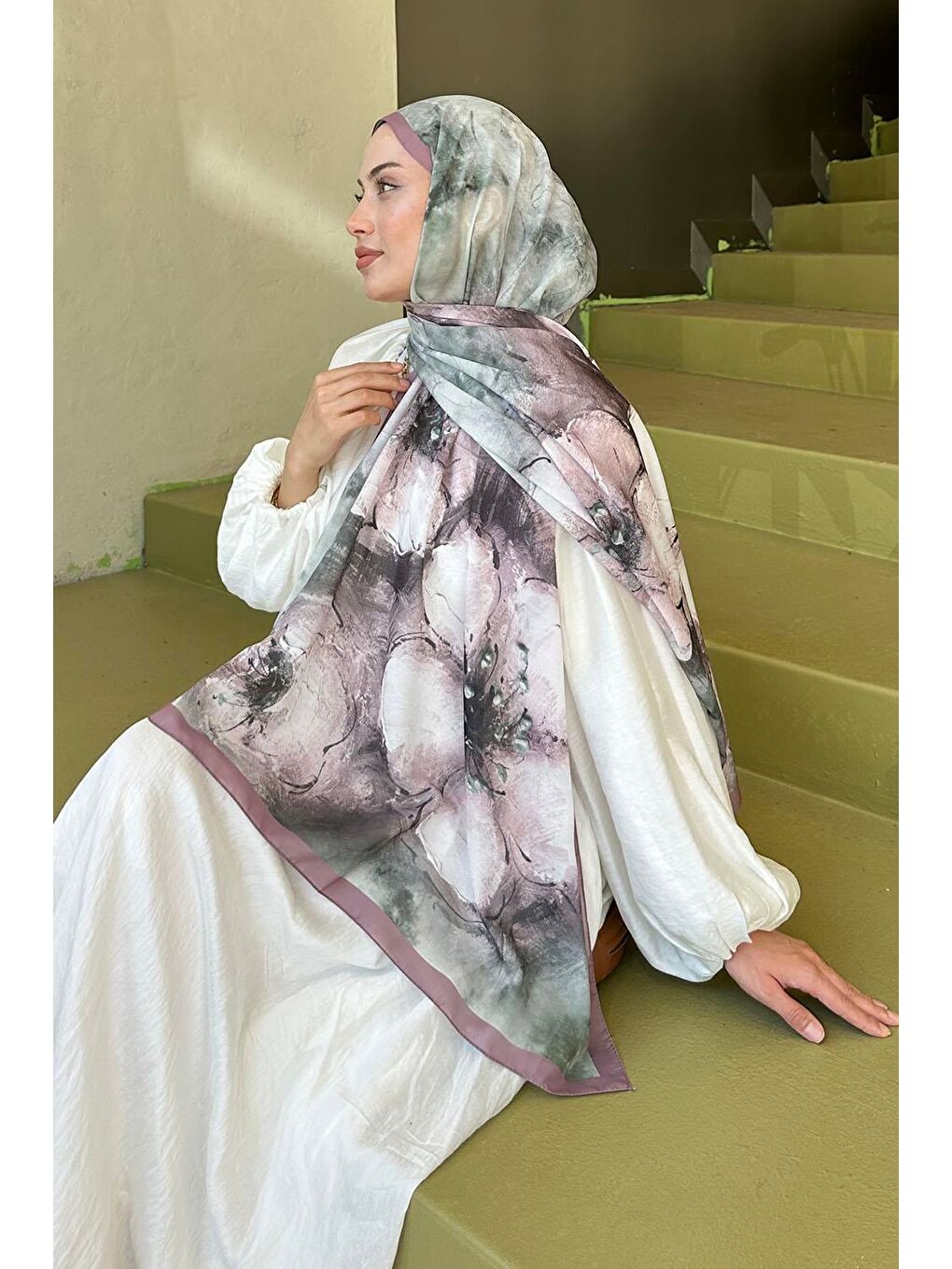 Pembe Bohem Çiçek Desen Soft Şal Gül-3