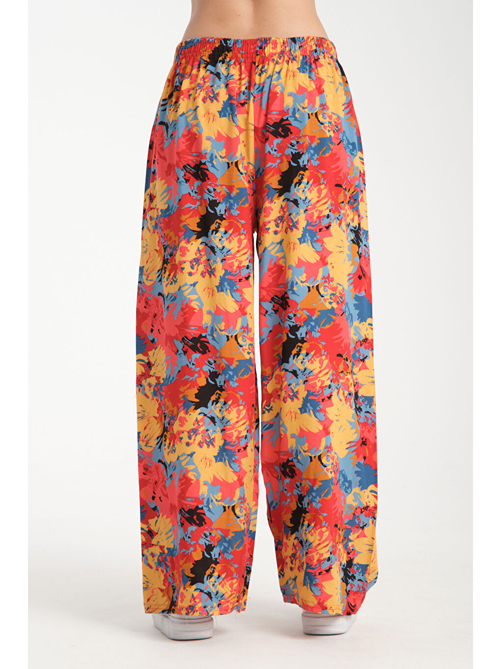 Fuşya Kadın Desenli Dökümlü Viskon Pantolon 1061-3