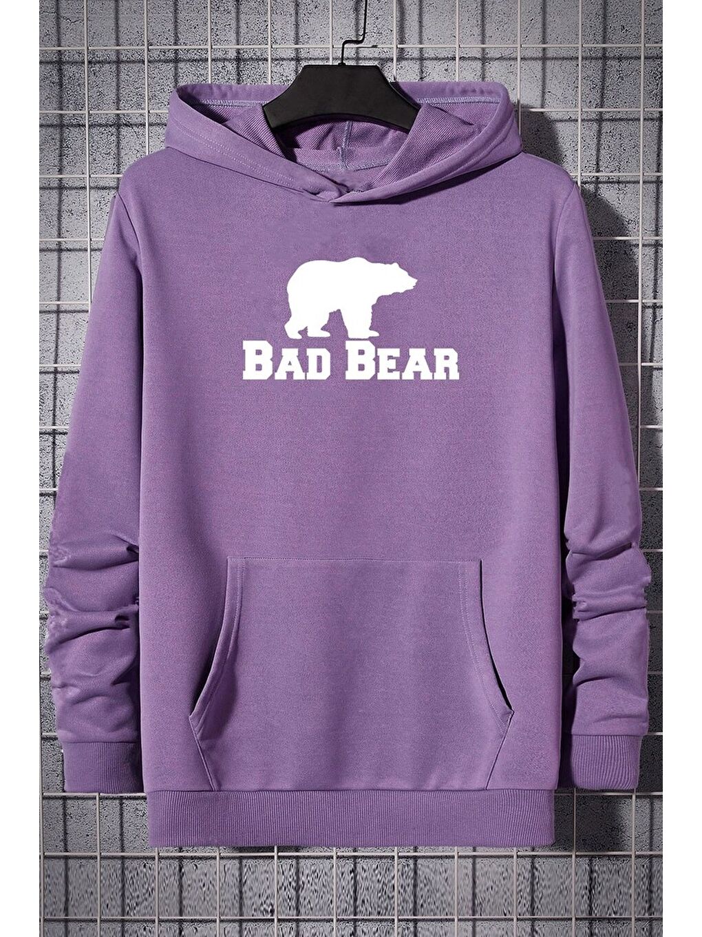 uyguntarz Lila Unisex Bear Baskılı Sweatshirt