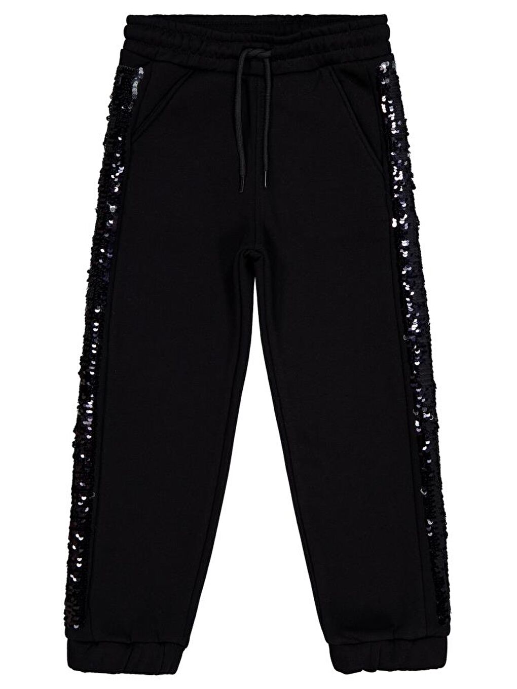 Siyah Girls Şerit Pul Nakışlı 6-9 Yaş Eşofman Altı-2