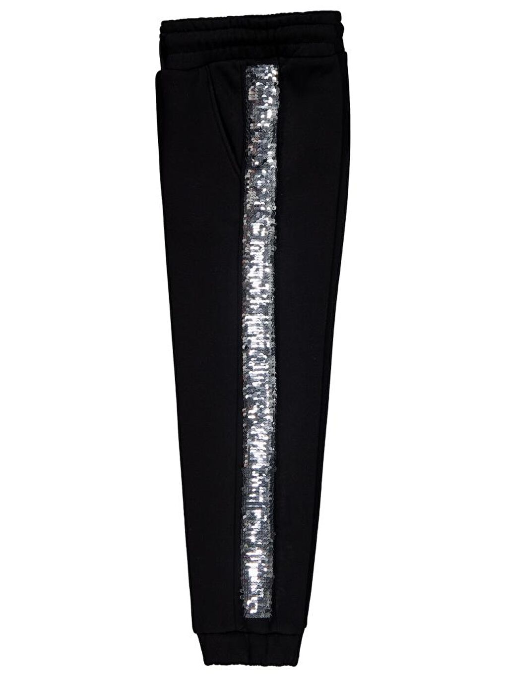 Siyah Girls Şerit Pul Nakışlı 6-9 Yaş Eşofman Altı-1