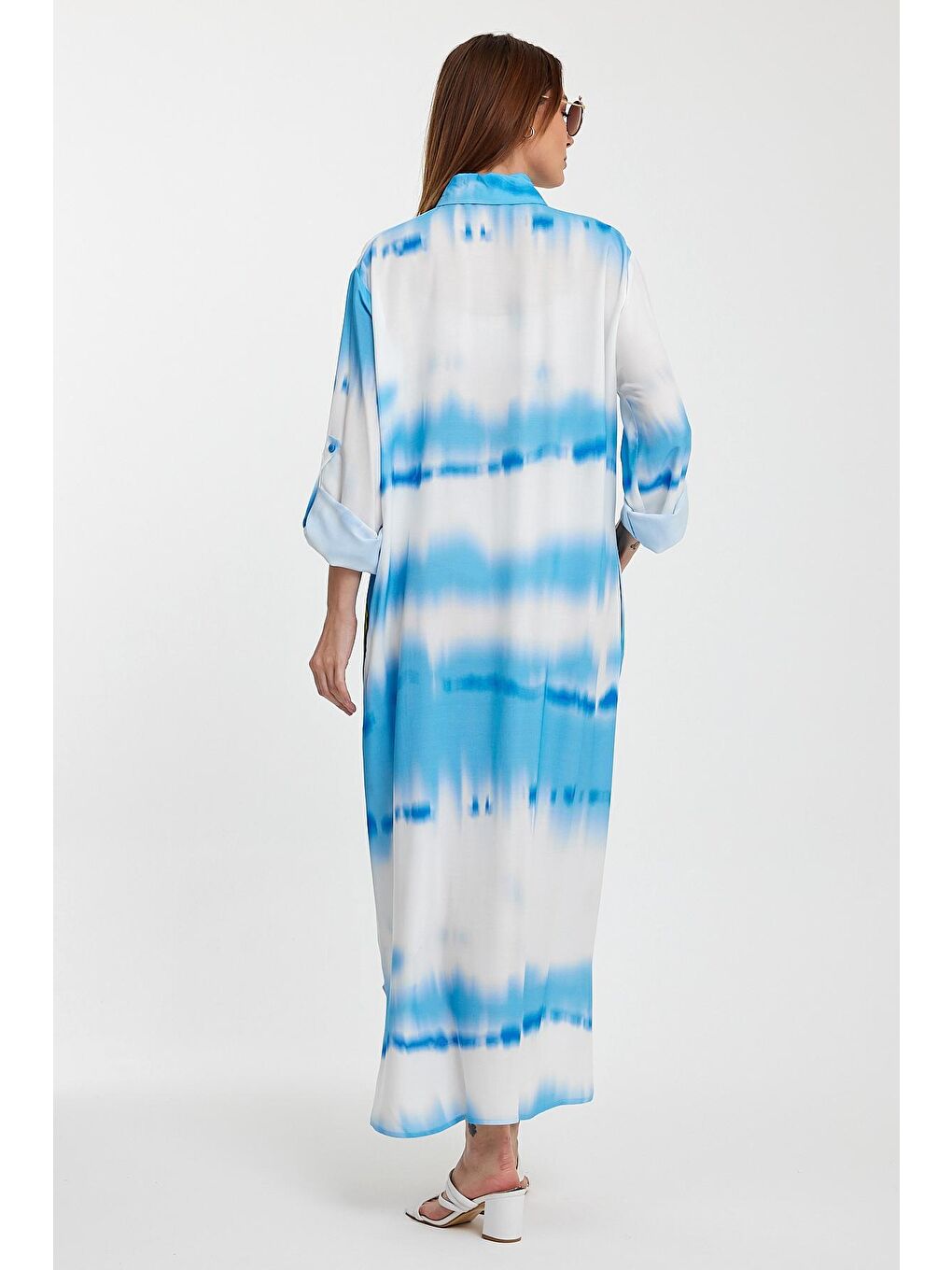 Mavi Kadın Desenli Elbise-1