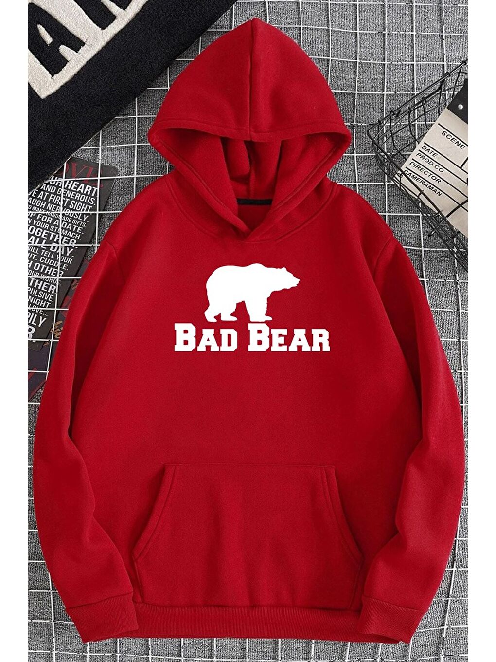 uyguntarz Kırmızı Unisex Bear Baskılı Sweatshirt