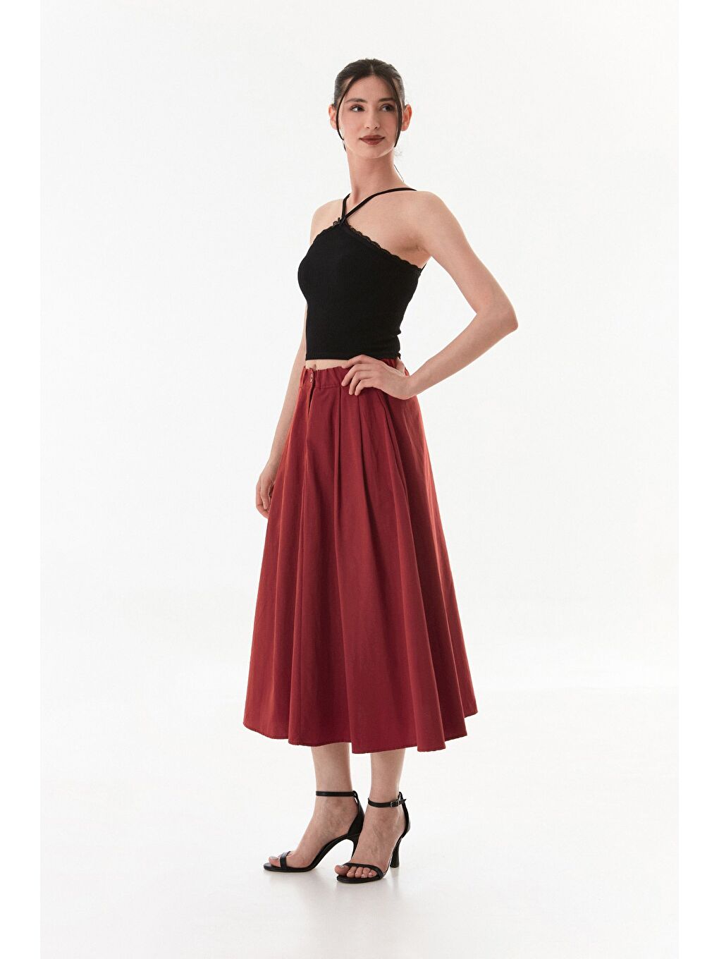 Siyah Fitilli Çapraz Askılı Crop Body-1