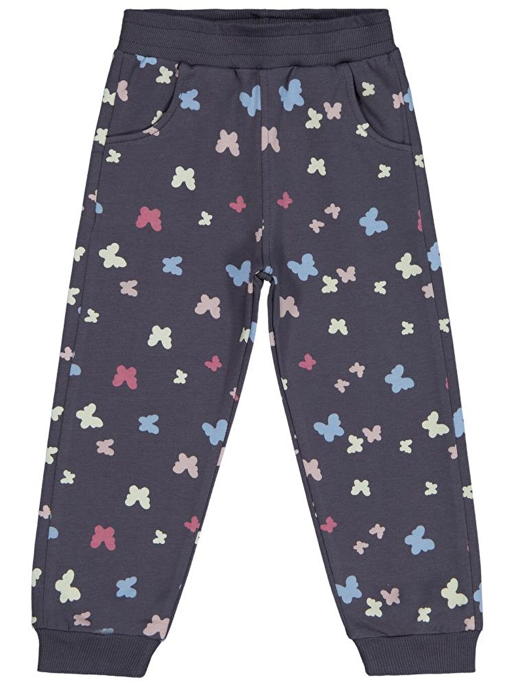 Antrasit Girls Kelebek Baskılı 2-5 Yaş Eşofman Altı