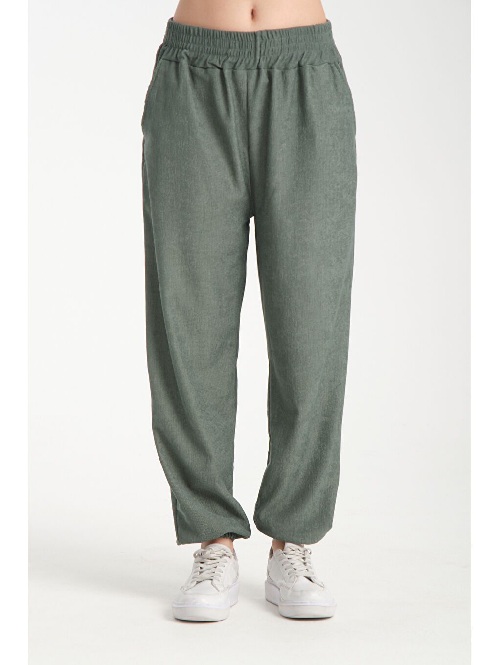 Yeşil Kadın Bel Ve Paça Lastikli Kadın Pantolon 1022