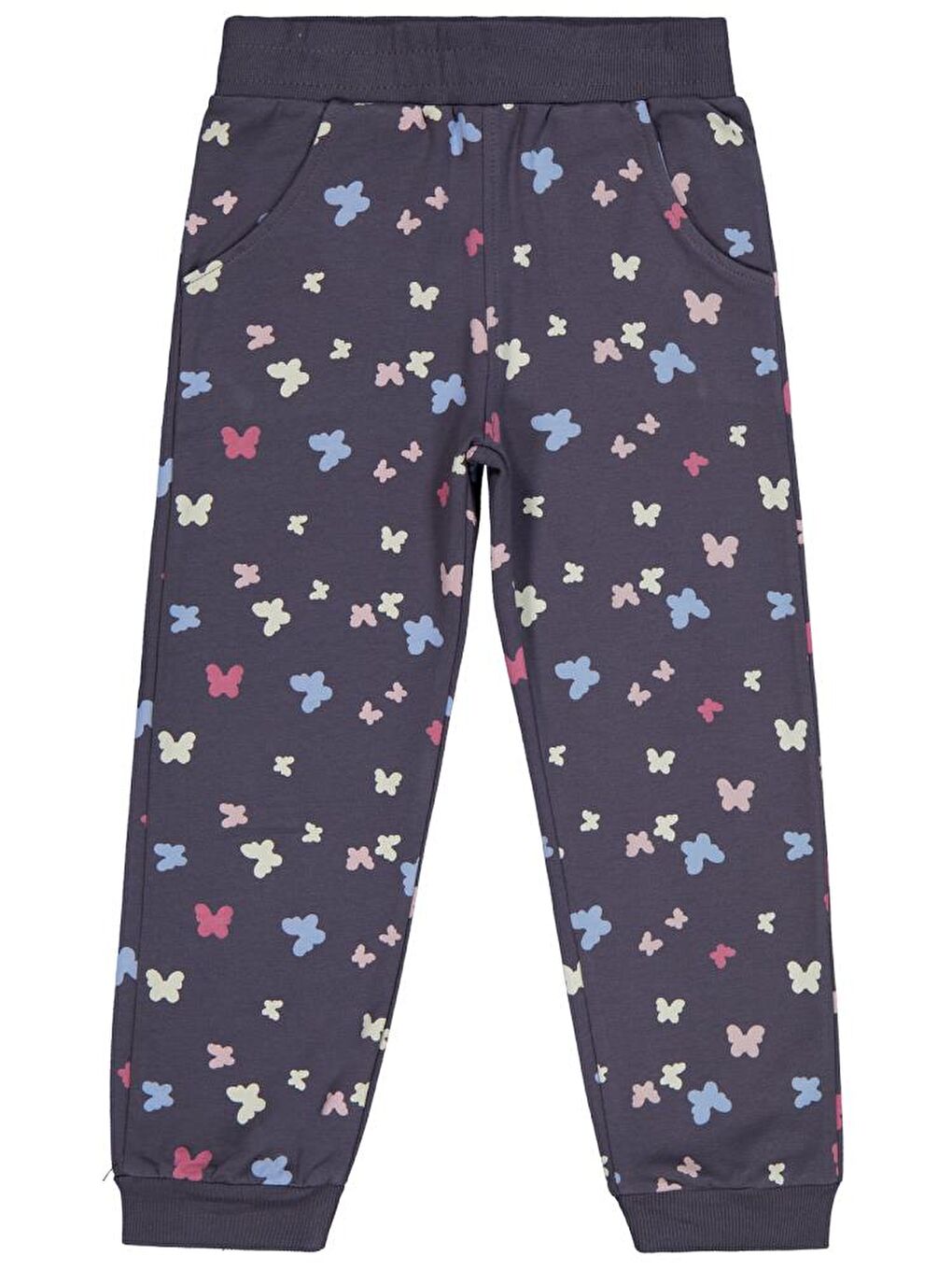 Antrasit Girls Kelebek Baskılı 6-9 Yaş Eşofman Altı-1