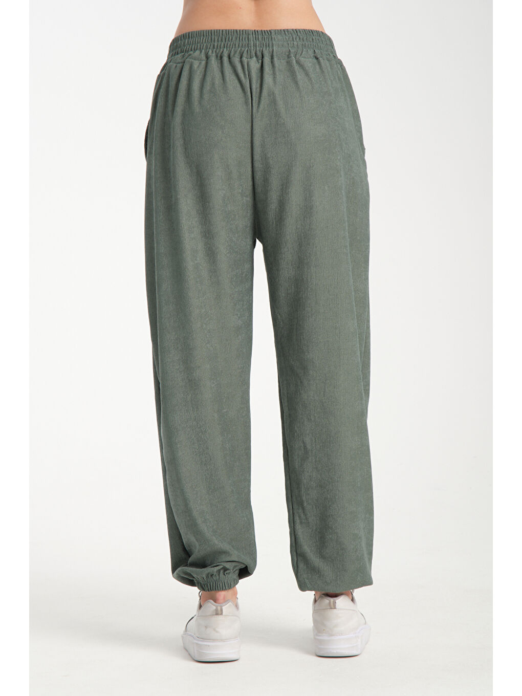 Yeşil Kadın Bel Ve Paça Lastikli Kadın Pantolon 1022-3