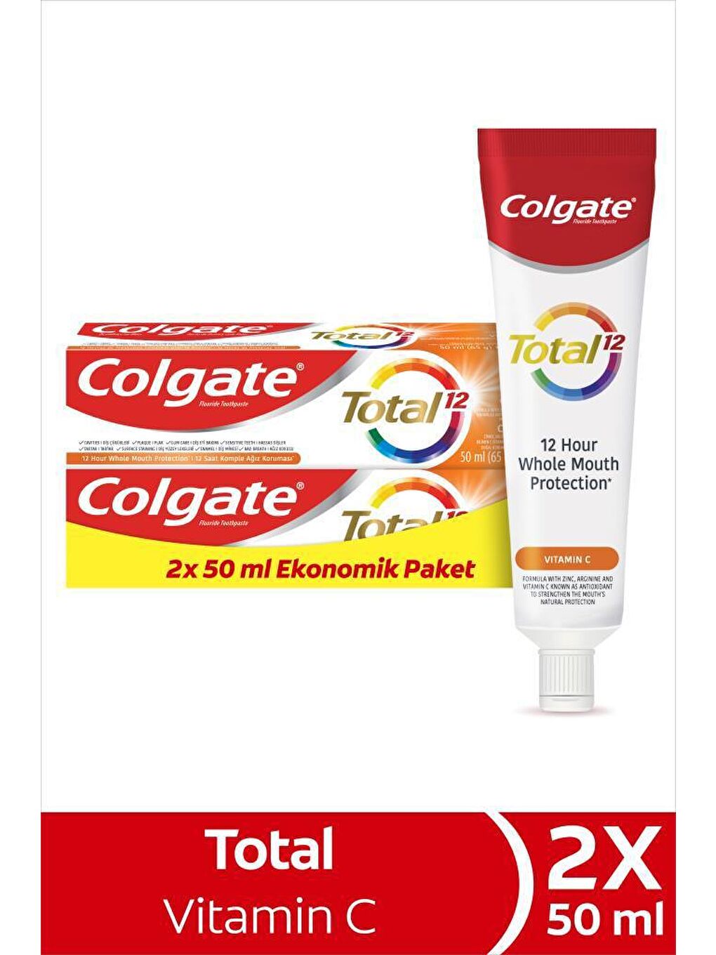 Colgate Sarı Total Vitamin C Diş Macunu 50 ml x 2 Adet