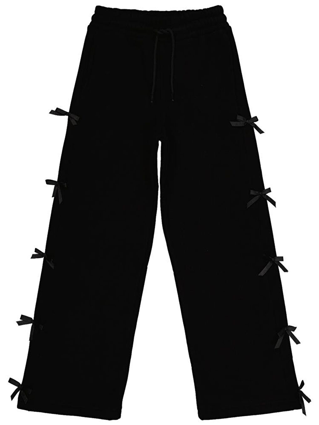 Siyah Girls Fiyonk Aksesuarlı 10-13 Yaş Eşofman Altı-1