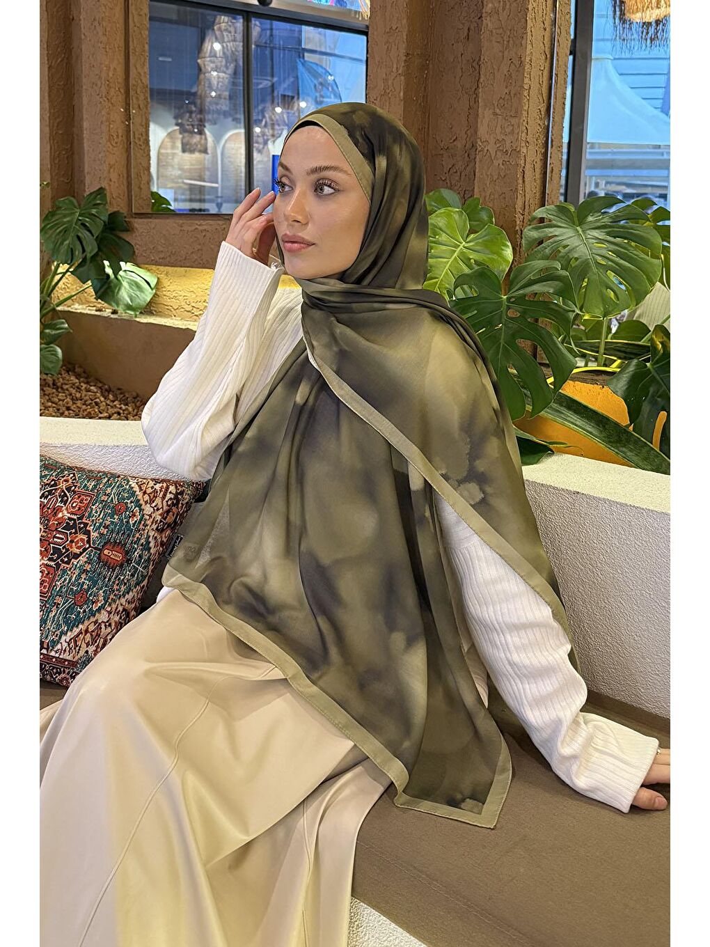 Batik Desen Soft Şal Haki-2