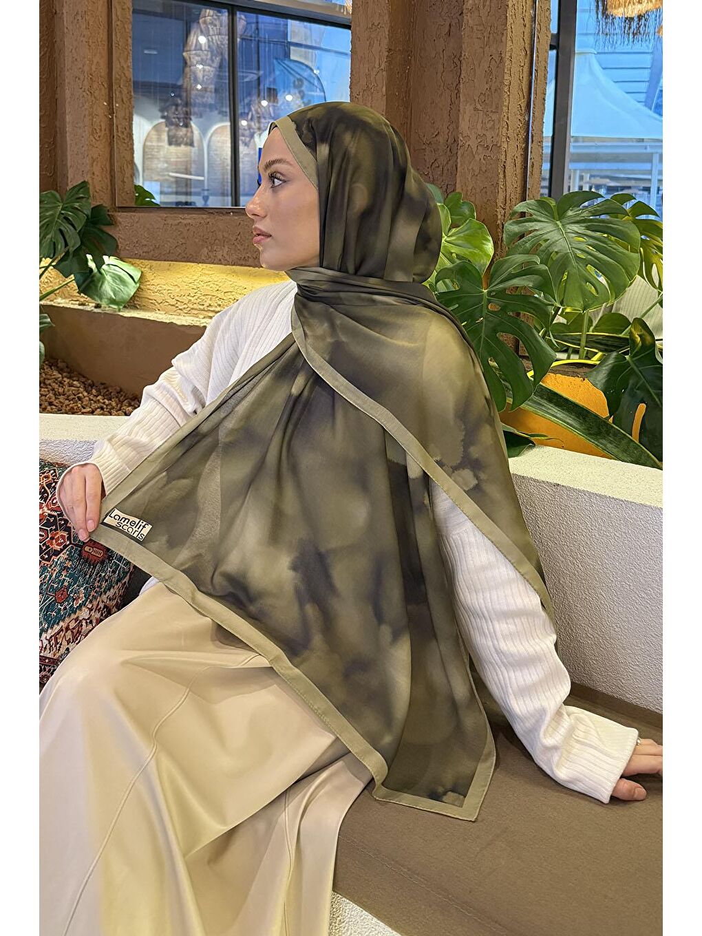 Batik Desen Soft Şal Haki-3