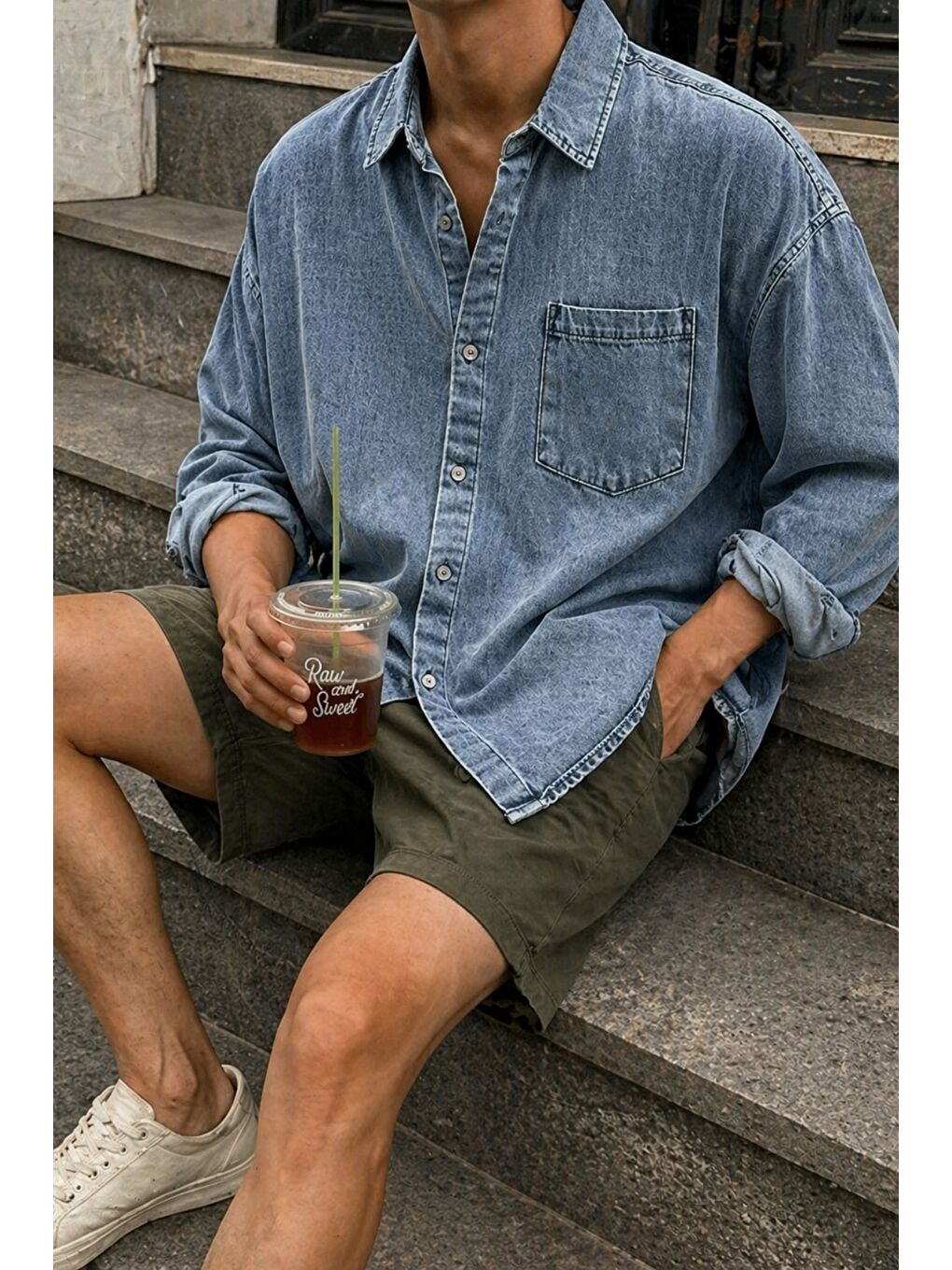 Mavi Oversize Jean Gömlek-2