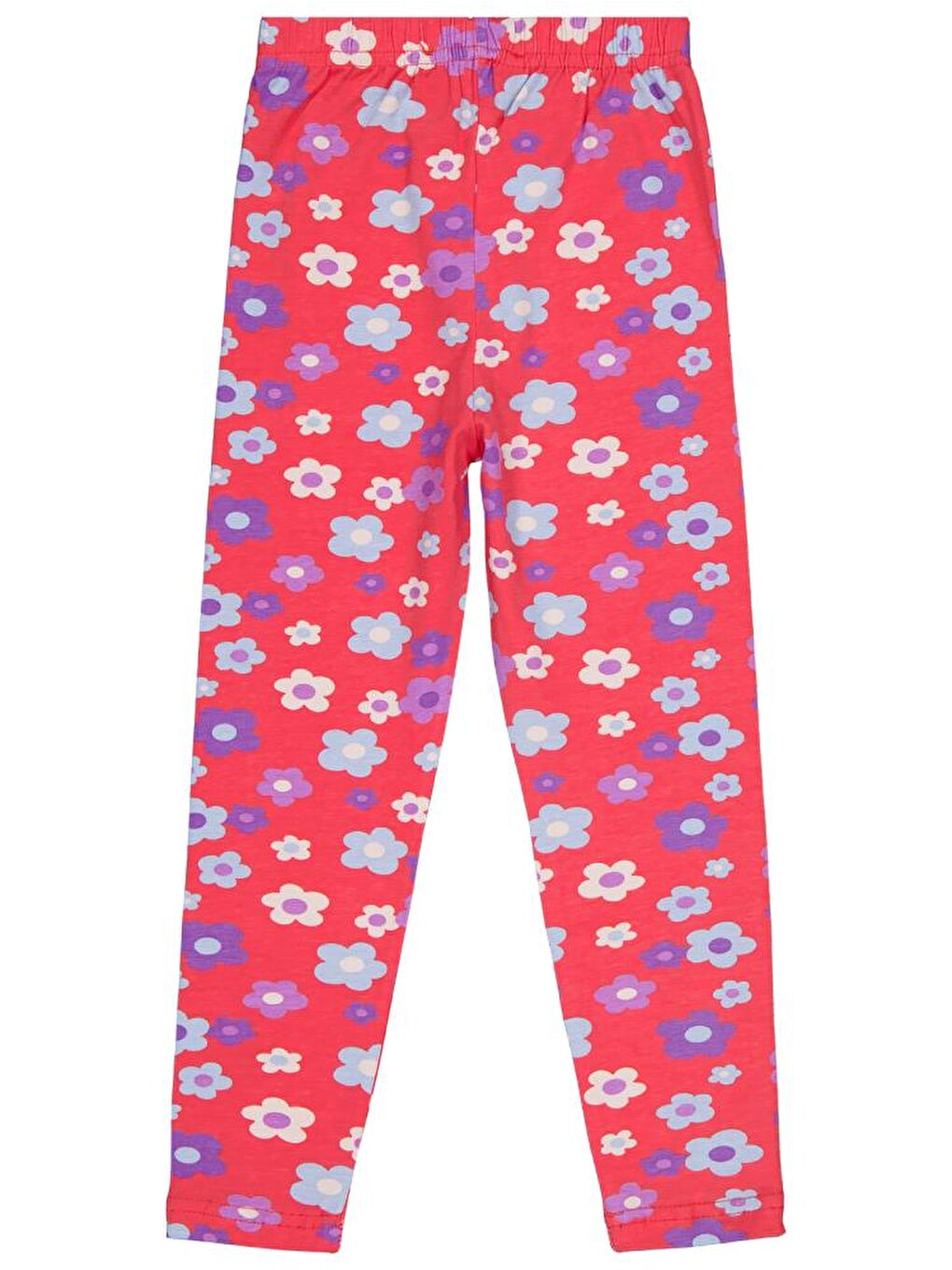 Fuşya Girls Büyük Çiçek Baskılı 6-9 Yaş Tayt-1