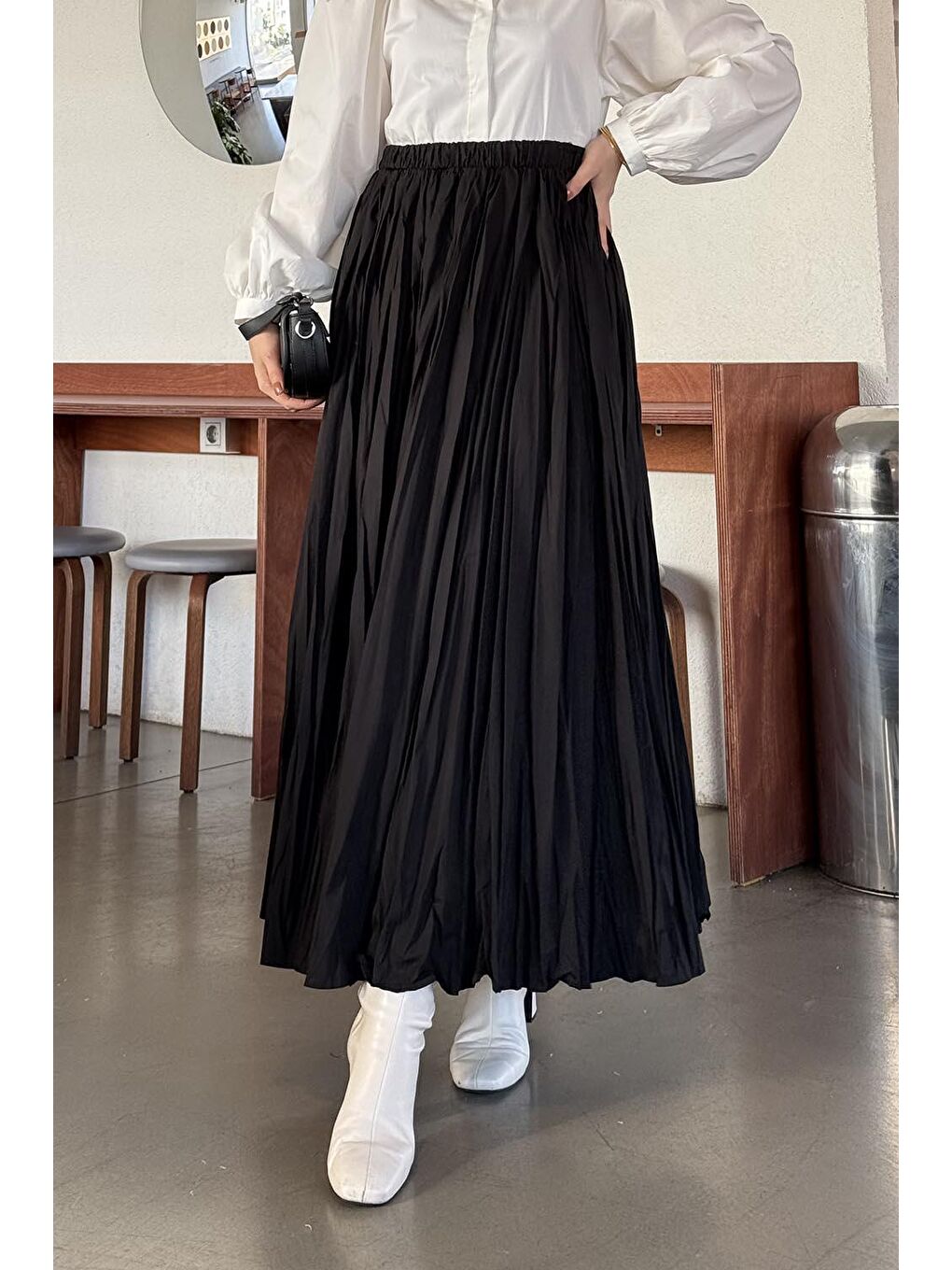 Kraşlı Tesettür Etek Siyah