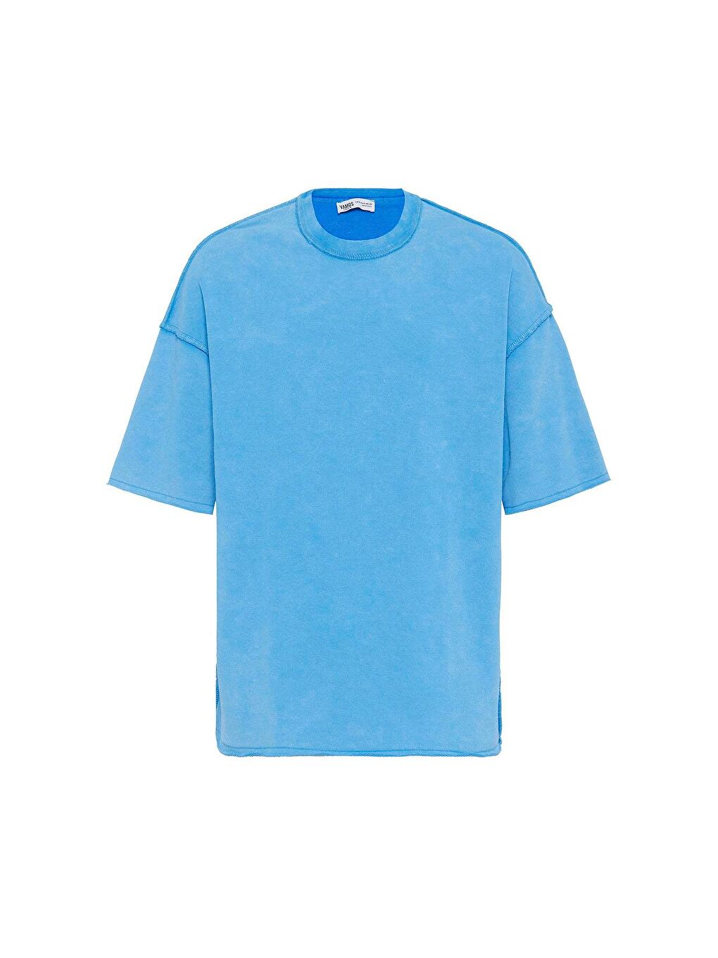 Yıkamalı Oversize Tişört Mavi-1