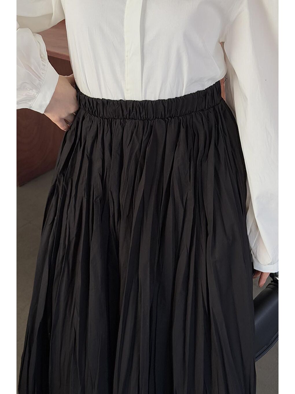 Kraşlı Tesettür Etek Siyah-2