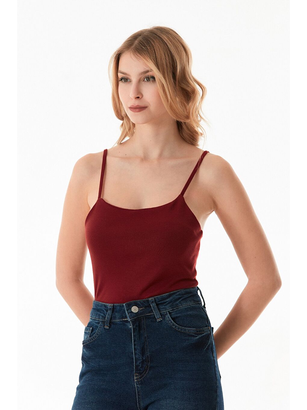 Bordo Basic Çıtçıtlı İp Askılı Body-2