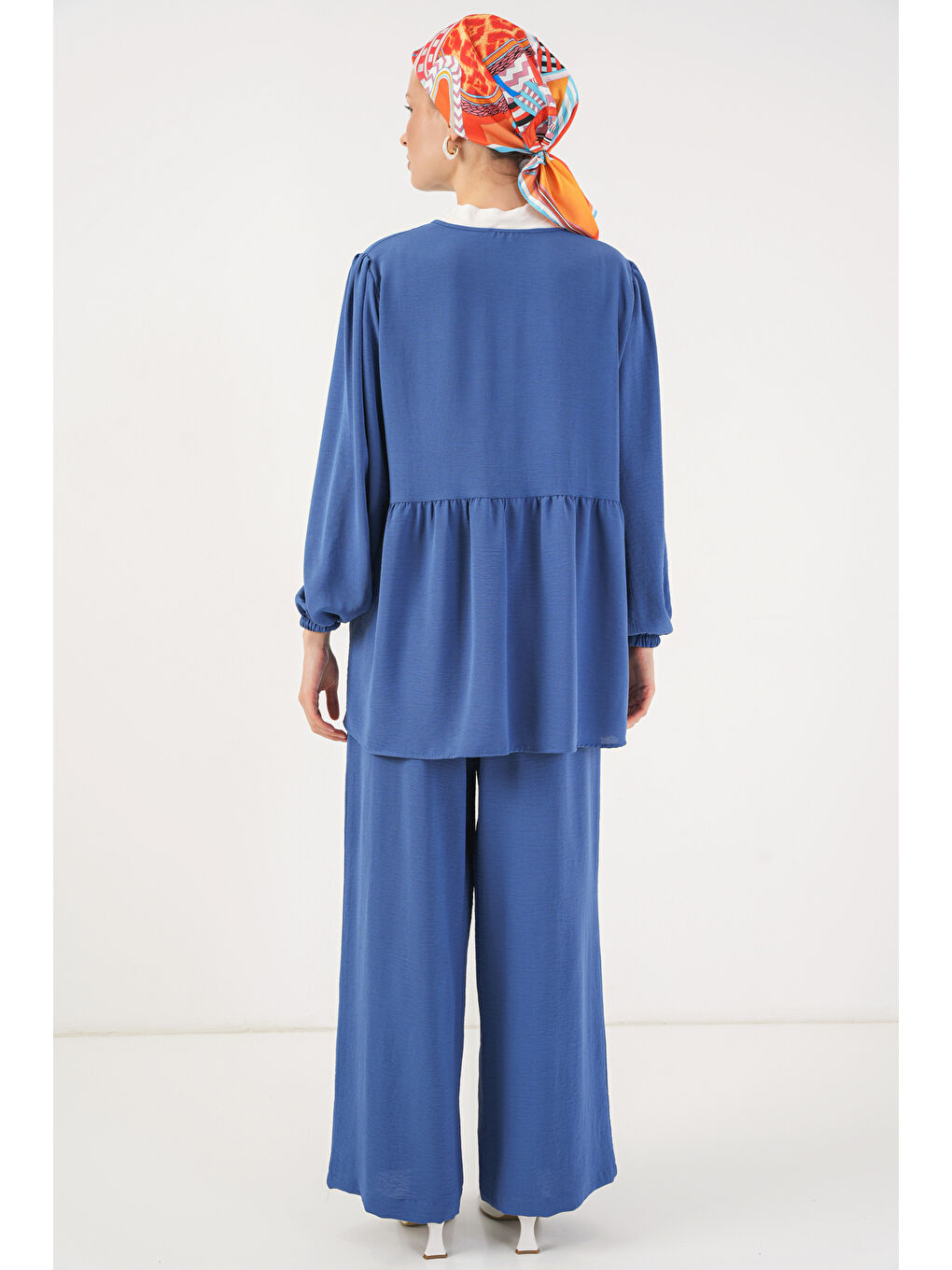 Kadın Önü Bağcıklı Tunik Pantolon İkili Takım 6744 - İndigo-5