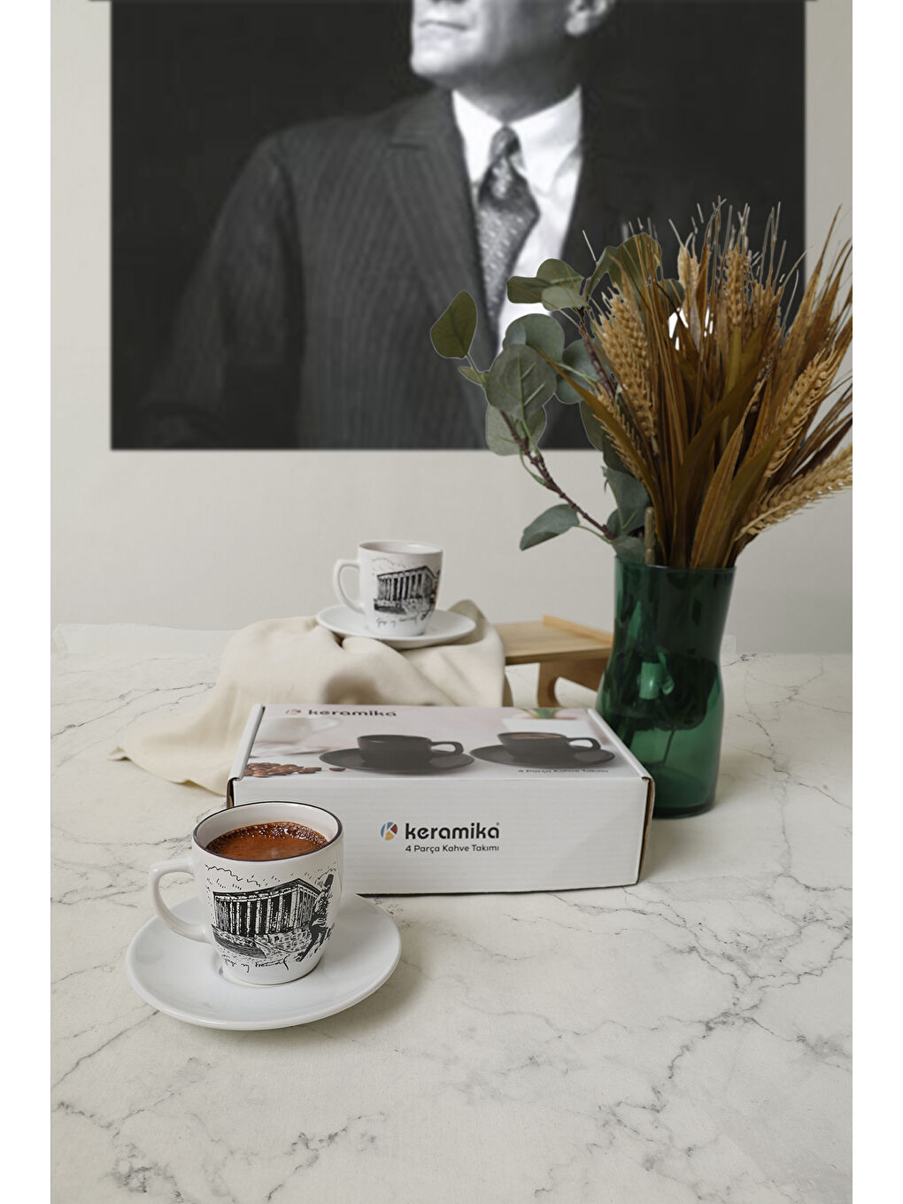 Karışık Magic Kahve Takımı 4 Parça 2 Kişilik Anıtkabir-1