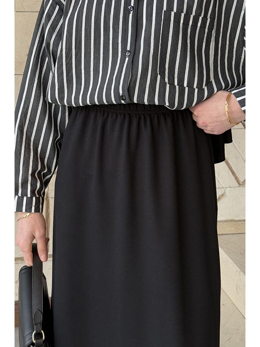 Krsital Tesettür Etek Siyah-2
