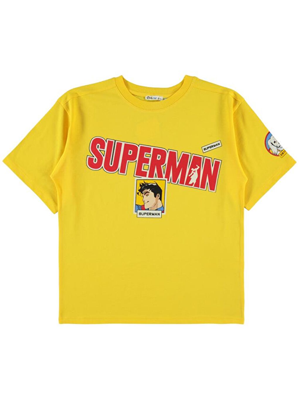 Süperman Baskılı 10-13 Yaş Tişört - Sarı 11-12 Yaş-2
