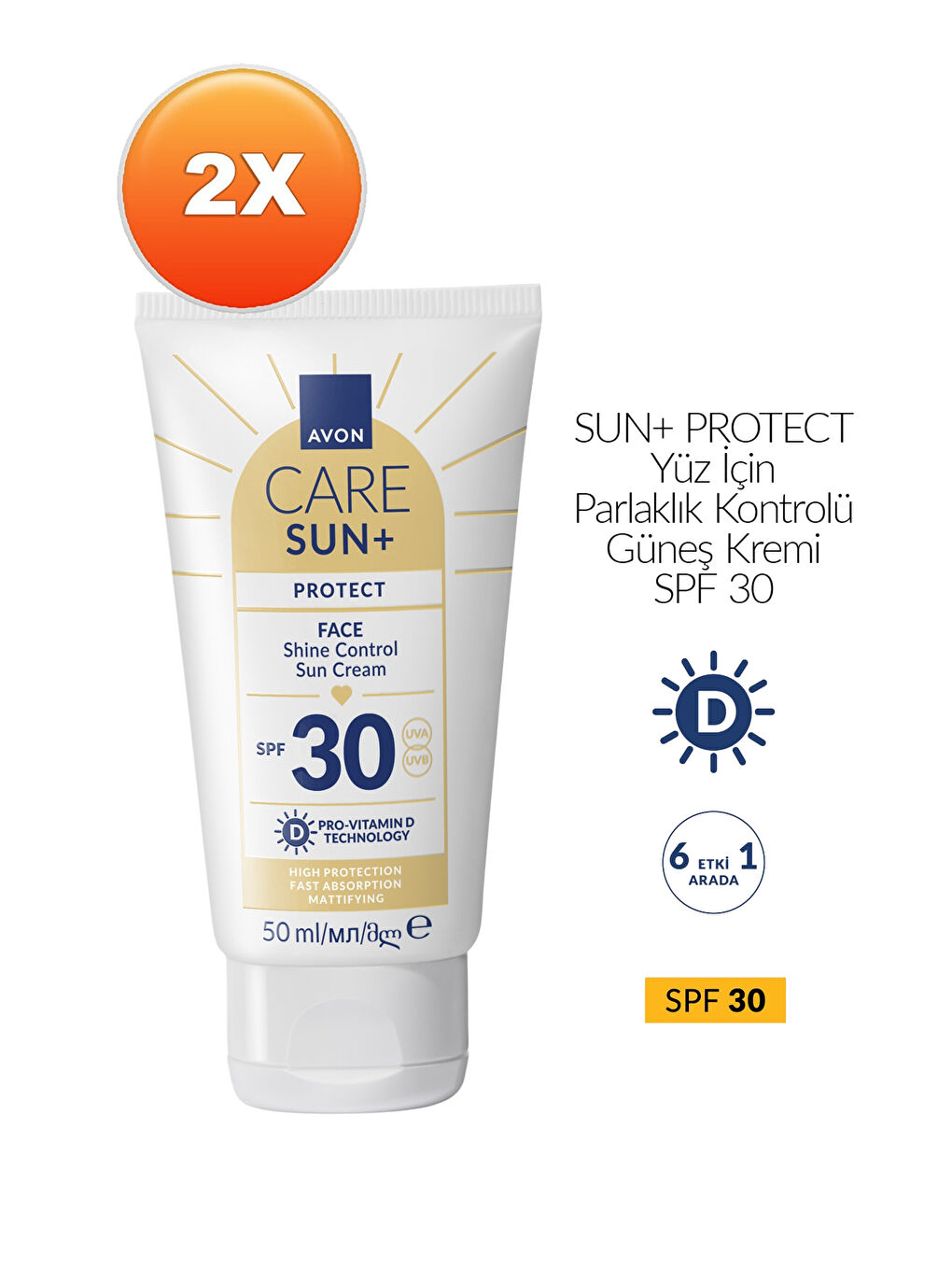 SUN+ PROTECT Yüz İçin Parlaklık Kontrolü Güneş Kremi SPF 30 50ml İkili Paket-1