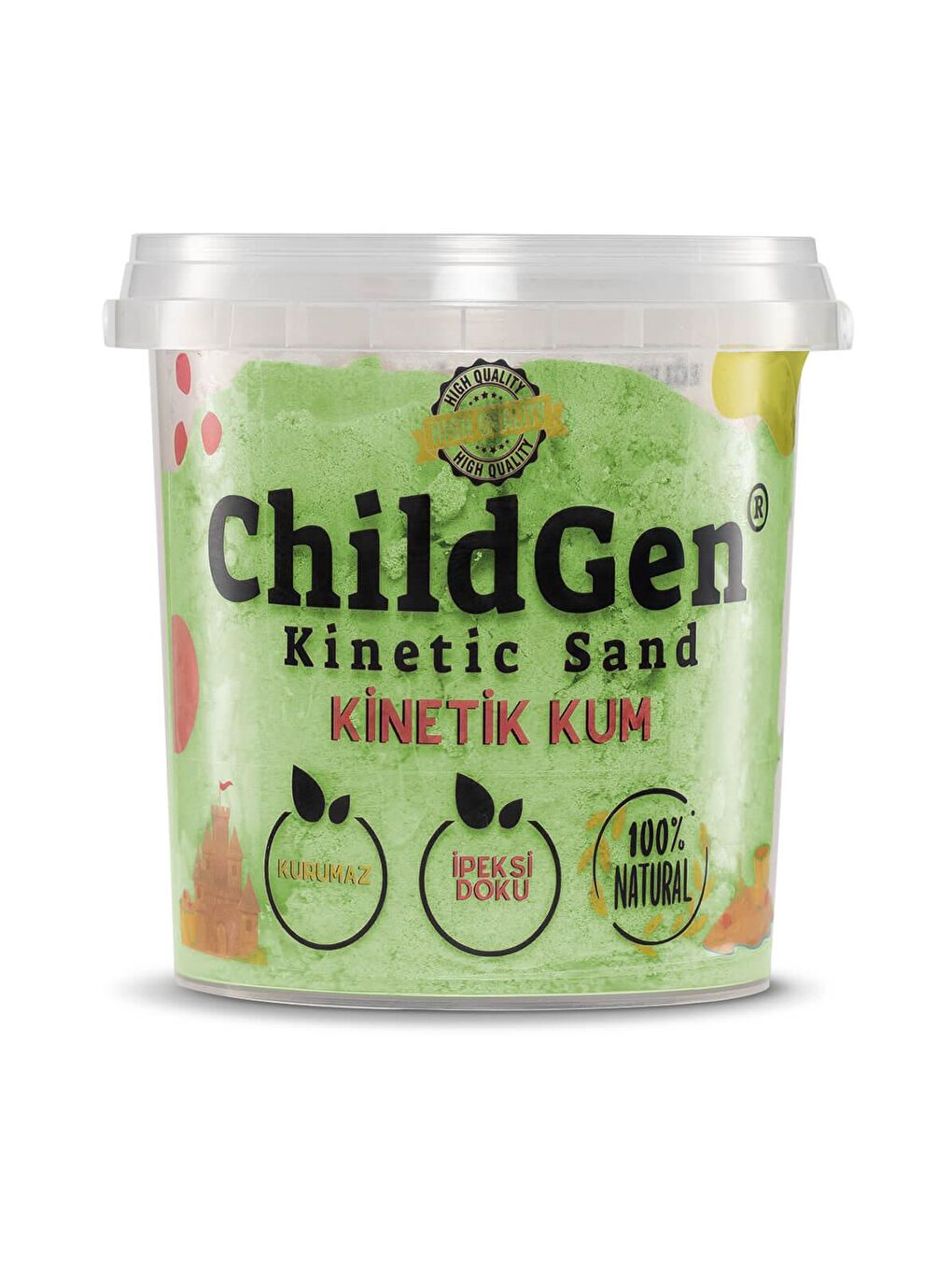 ChildGen Yeşil Doğal Kinetik Kum 500gr - Yeşil - 1