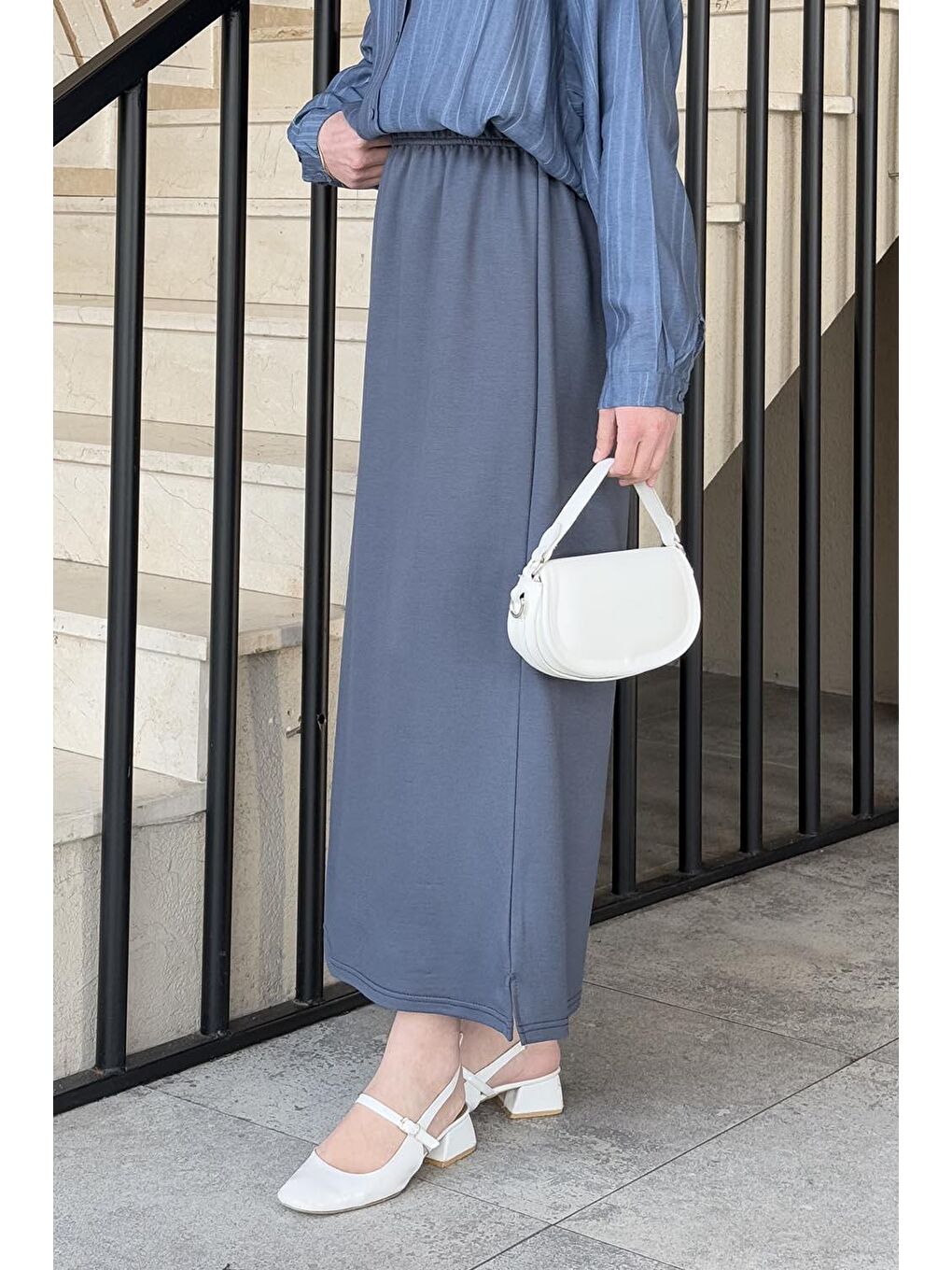 Krsital Tesettür Etek Antrasit-3