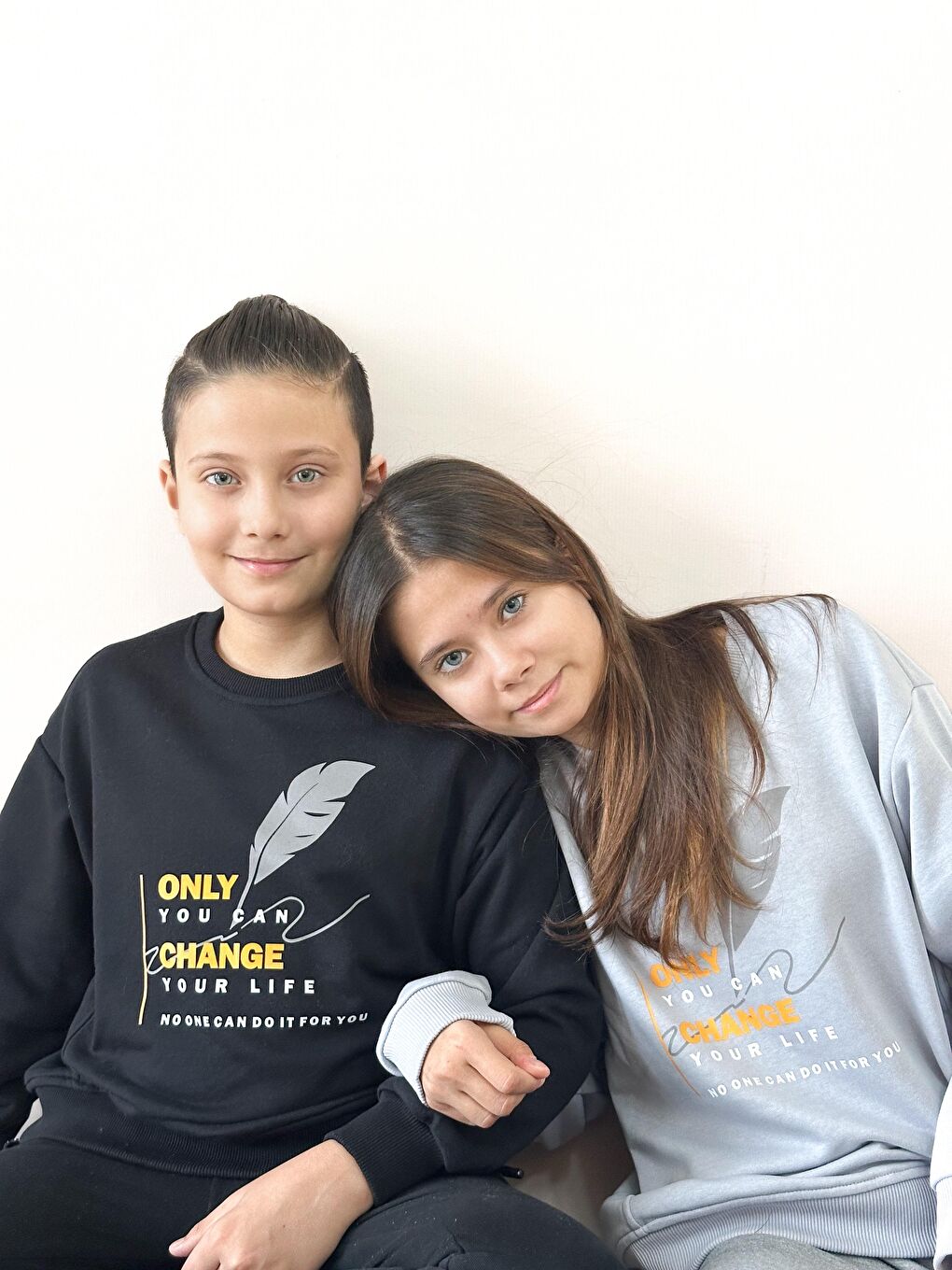 Siyah Unisex Bisiklet Yaka Baskılı Sweatshirt-1