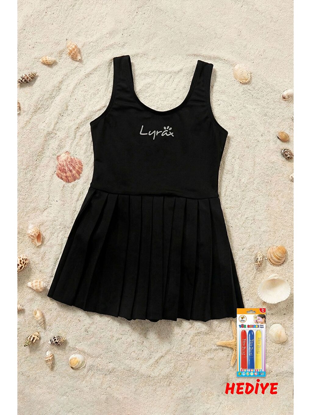 Kız Çocuk Siyah Pilili Etekli Spor Elbise-1
