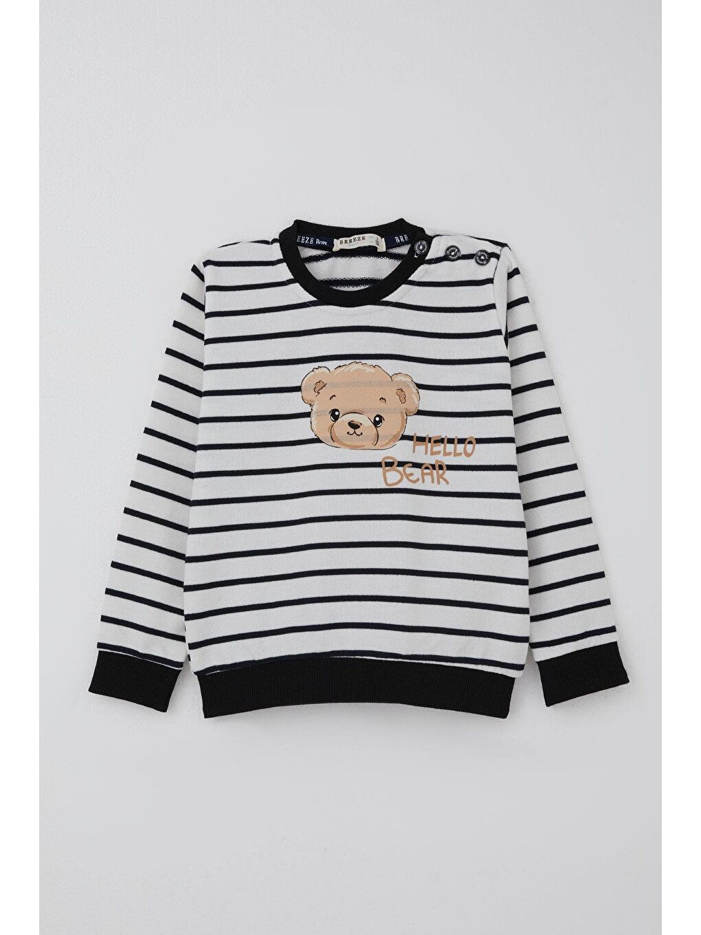 Erkek Bebek Eşofman Takımı Sevimli Bebek Ayıcık Baskılı Beyaz (9 Ay-3 Yaş)-1