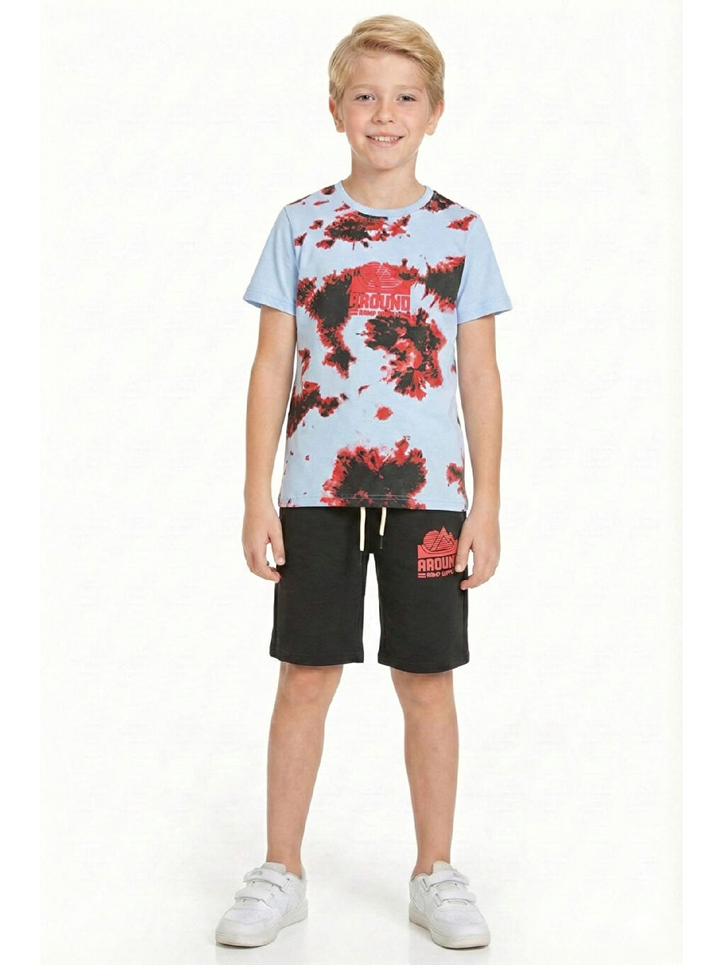 Mavi Erkek Çocuk Görsel Tasarımlı ve Kaprili Alt-Üst Takım 3-10 Yaş 12554