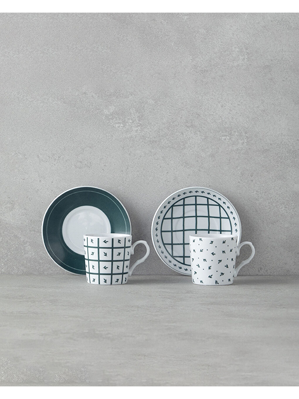 Mika Porselen Kahve Fincan Takımı 4 Parça 2 Kişilik Yeşil-1