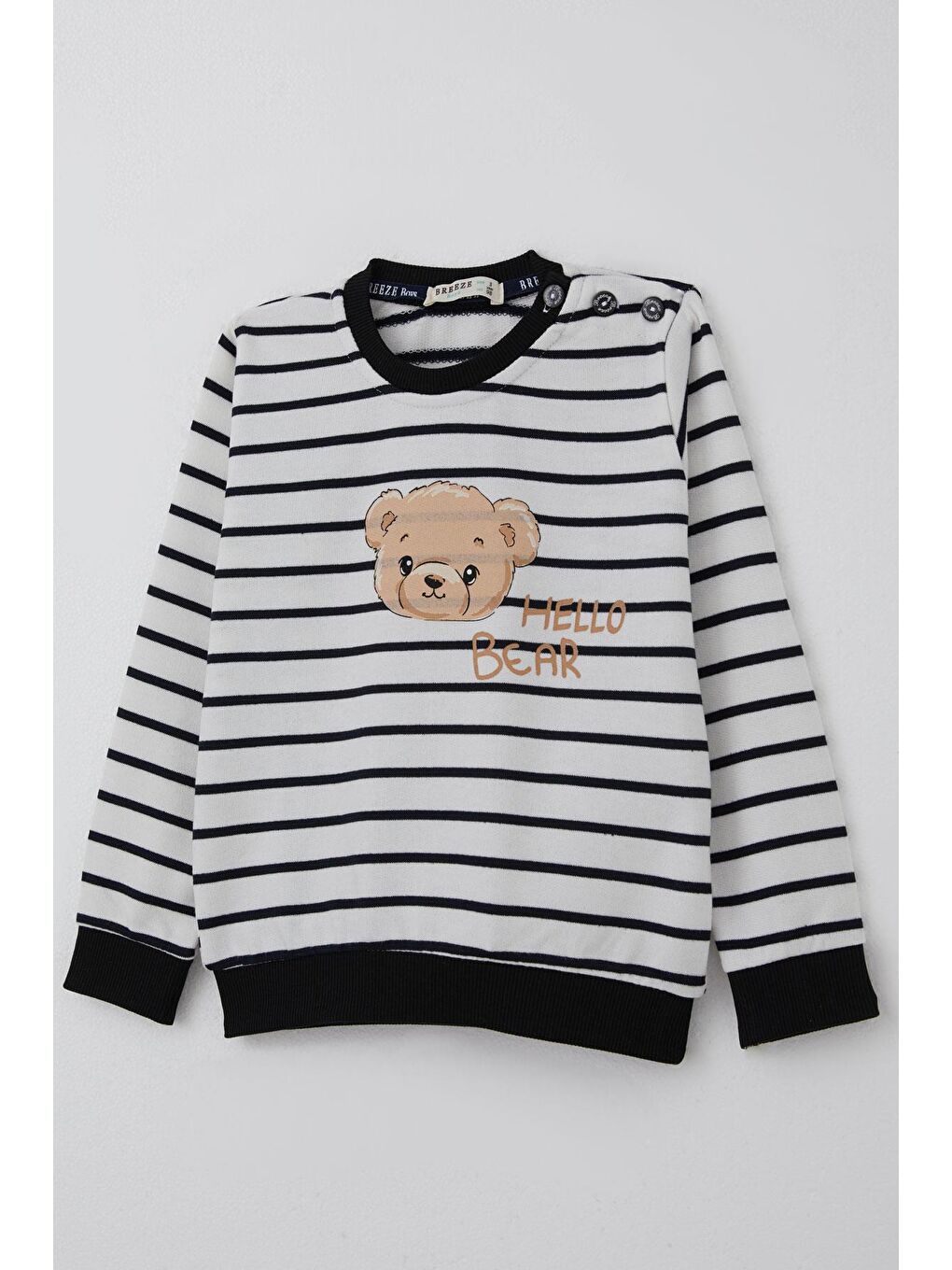 Erkek Bebek Eşofman Takımı Sevimli Bebek Ayıcık Baskılı Beyaz (9 Ay-3 Yaş)-5