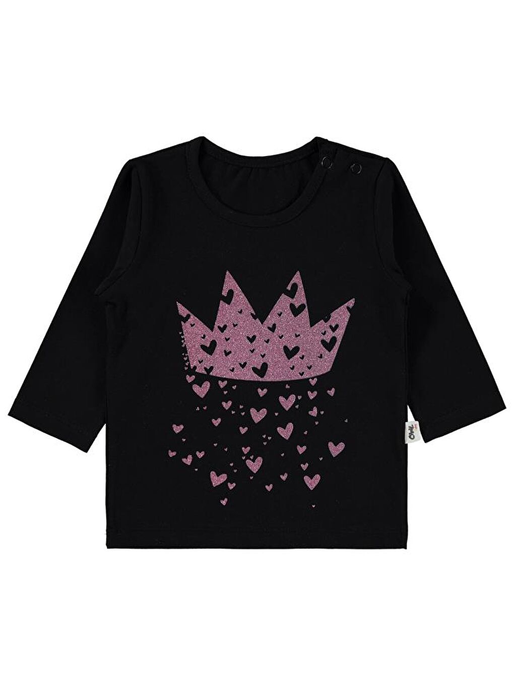 Siyah Baby Taç Kalp Baskılı 6-18 Ay Sweatshirt-1