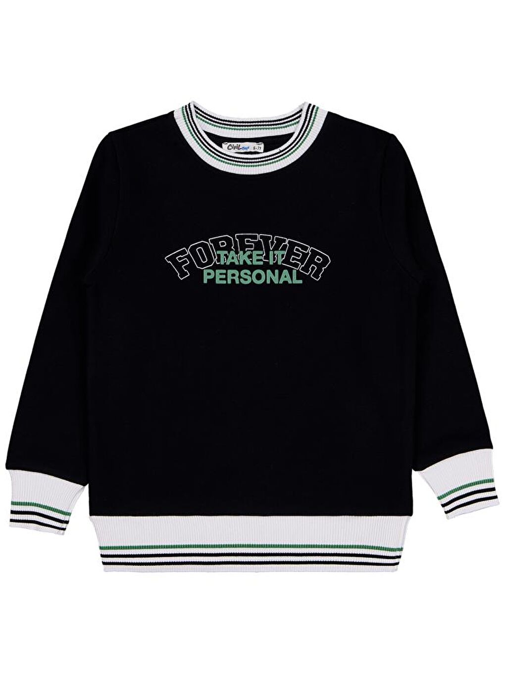 Siyah Boys Foreyer Baskılı 6-9 Yaş Sweatshirt