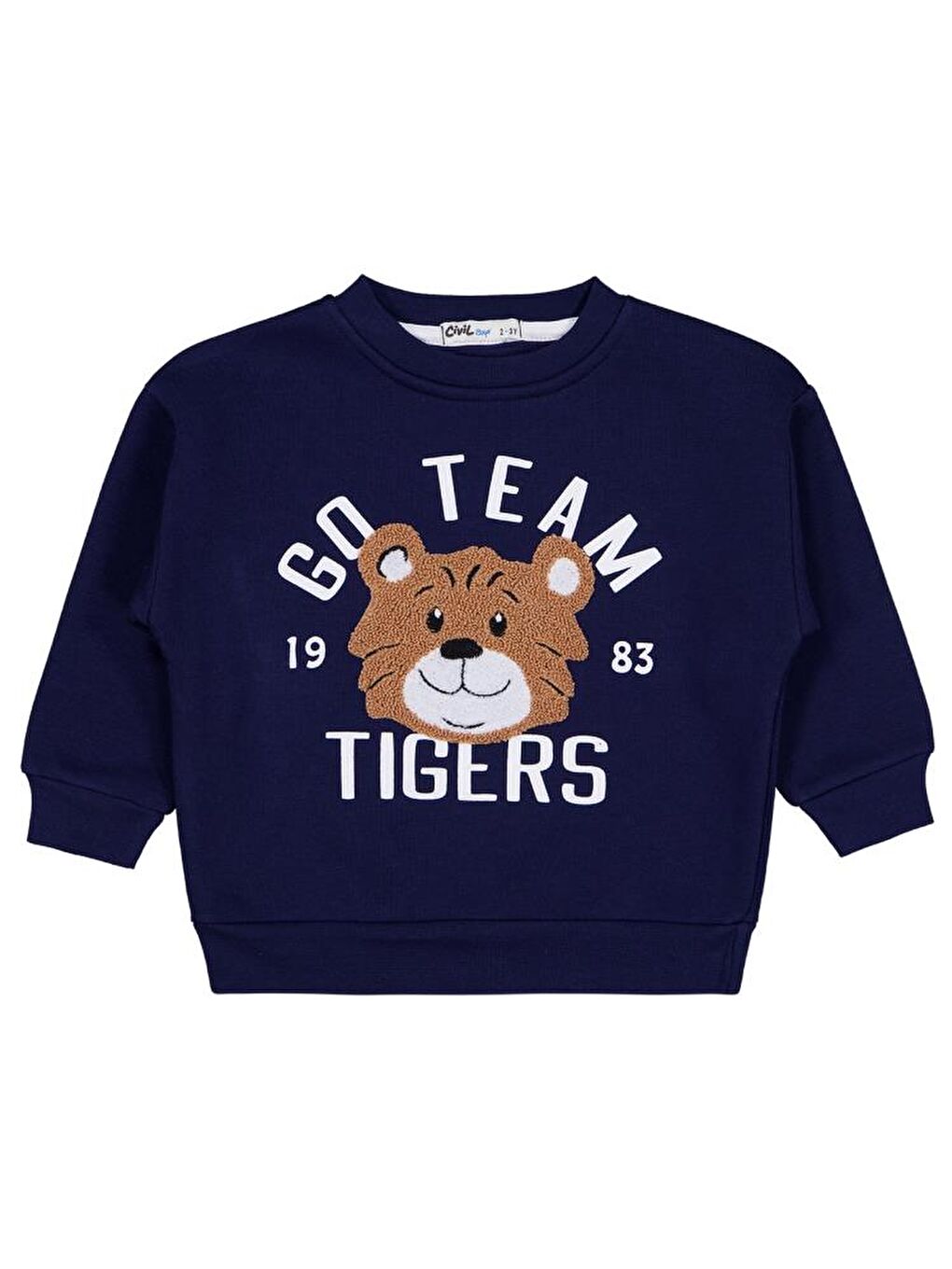Lacivert Boys Go Team Tıger Baskılı 2-5 Yaş Sweatshirt