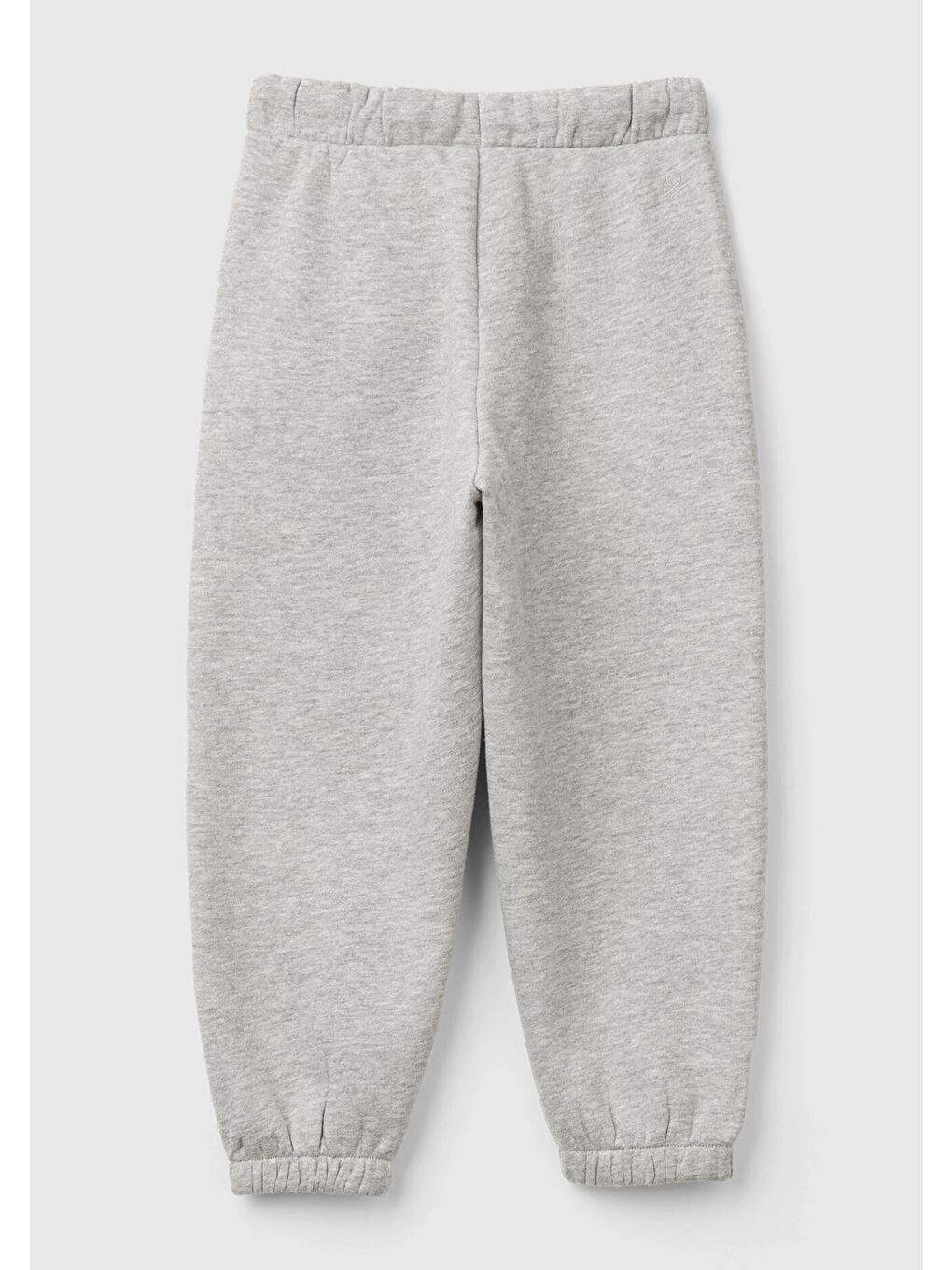 Kız Çocuk Gri Melanj Arkası Logo Detaylı Beli Paçası Lastikli Büzgü İpli Eşofman Altı-1