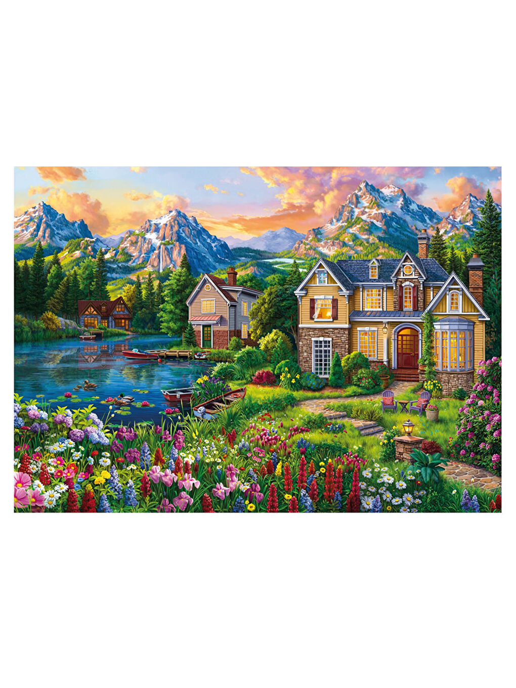 KS GAMES Renksiz Puzzle 2000 Parça Cozy House by the Lake 22522 - 1